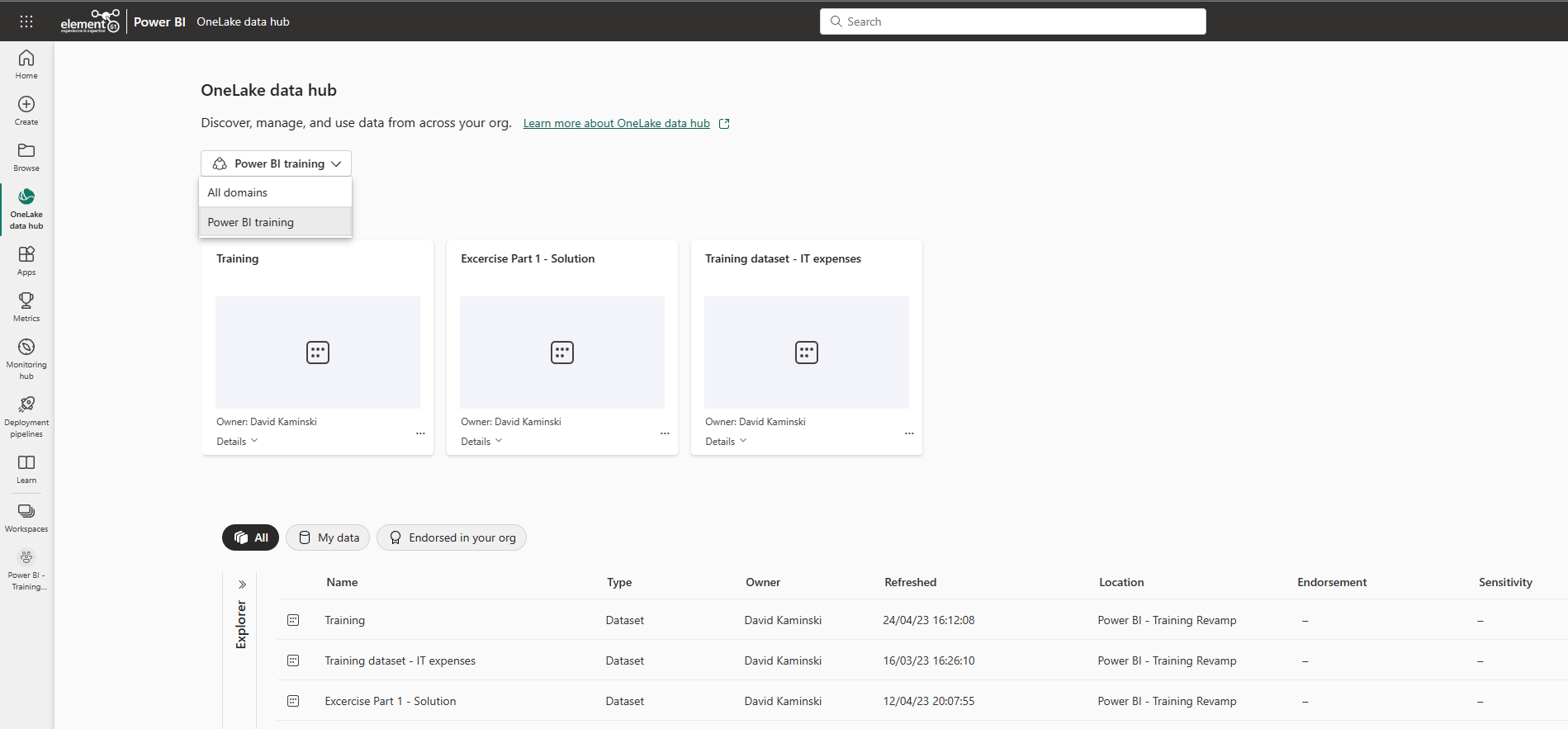 OneLake Data hub