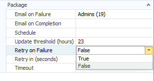 TimeXtender - retry setting screenshot