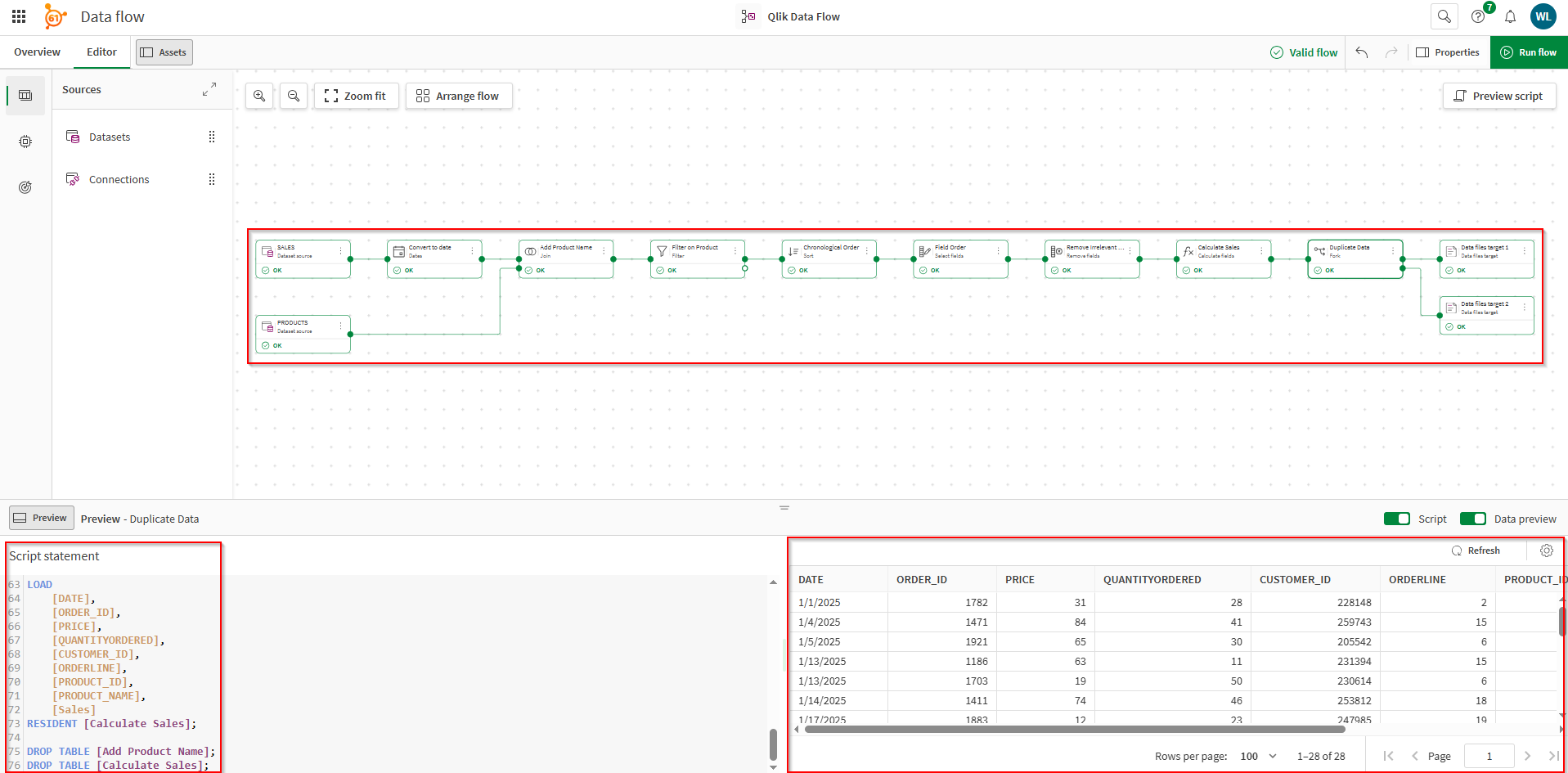 Qlik data flow screenshot