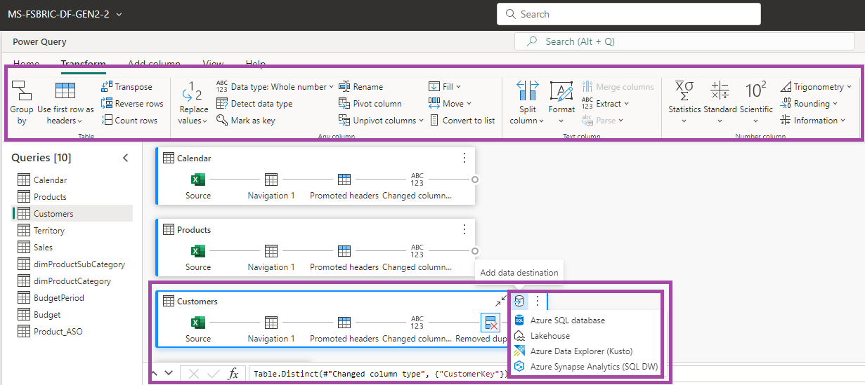 How do you create your first dataflow gen2 transformation
