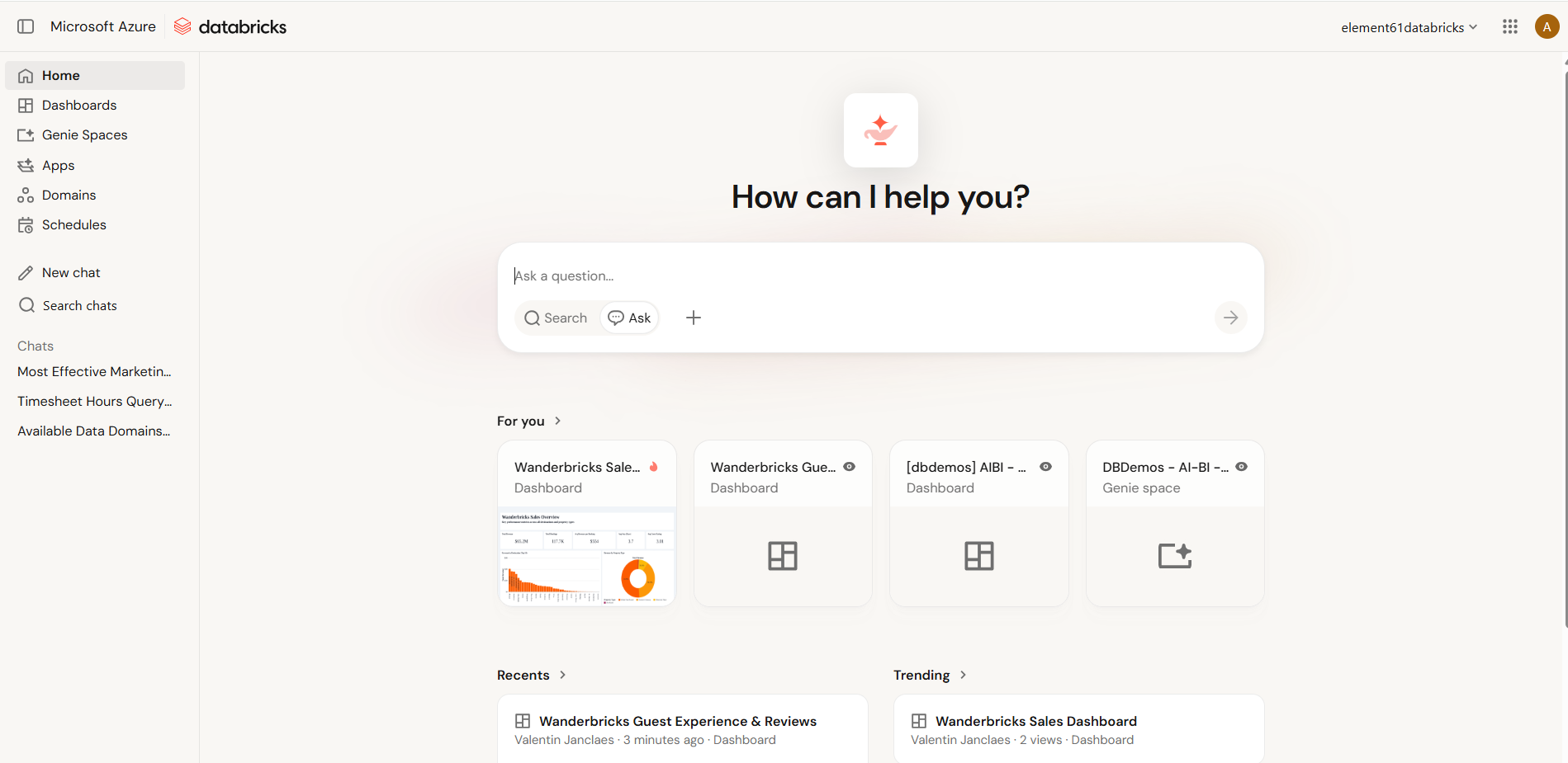 Figure 1 The Genie One home page, the portal for your business users